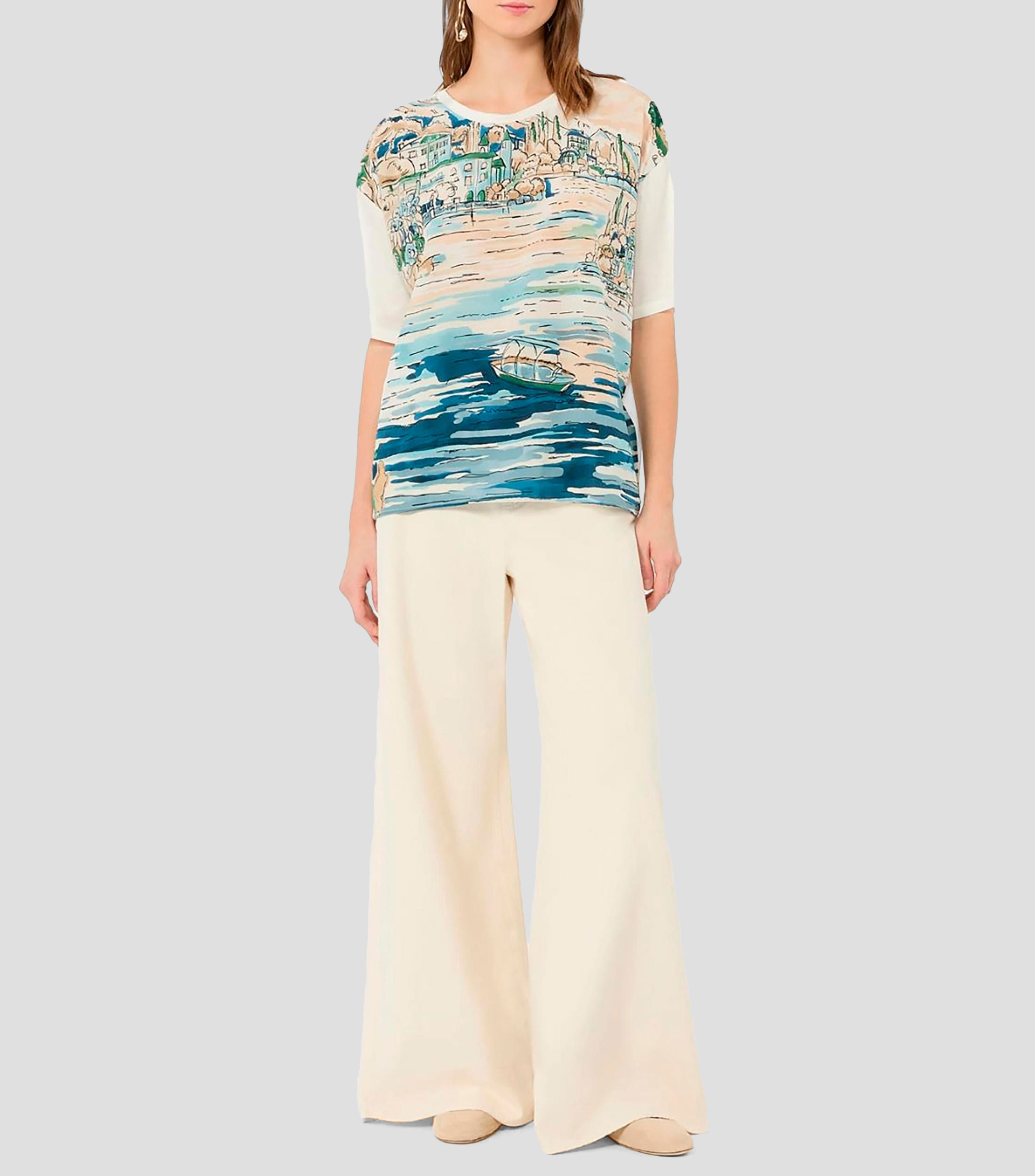 Blusa estampada manga 3/4 Mujer